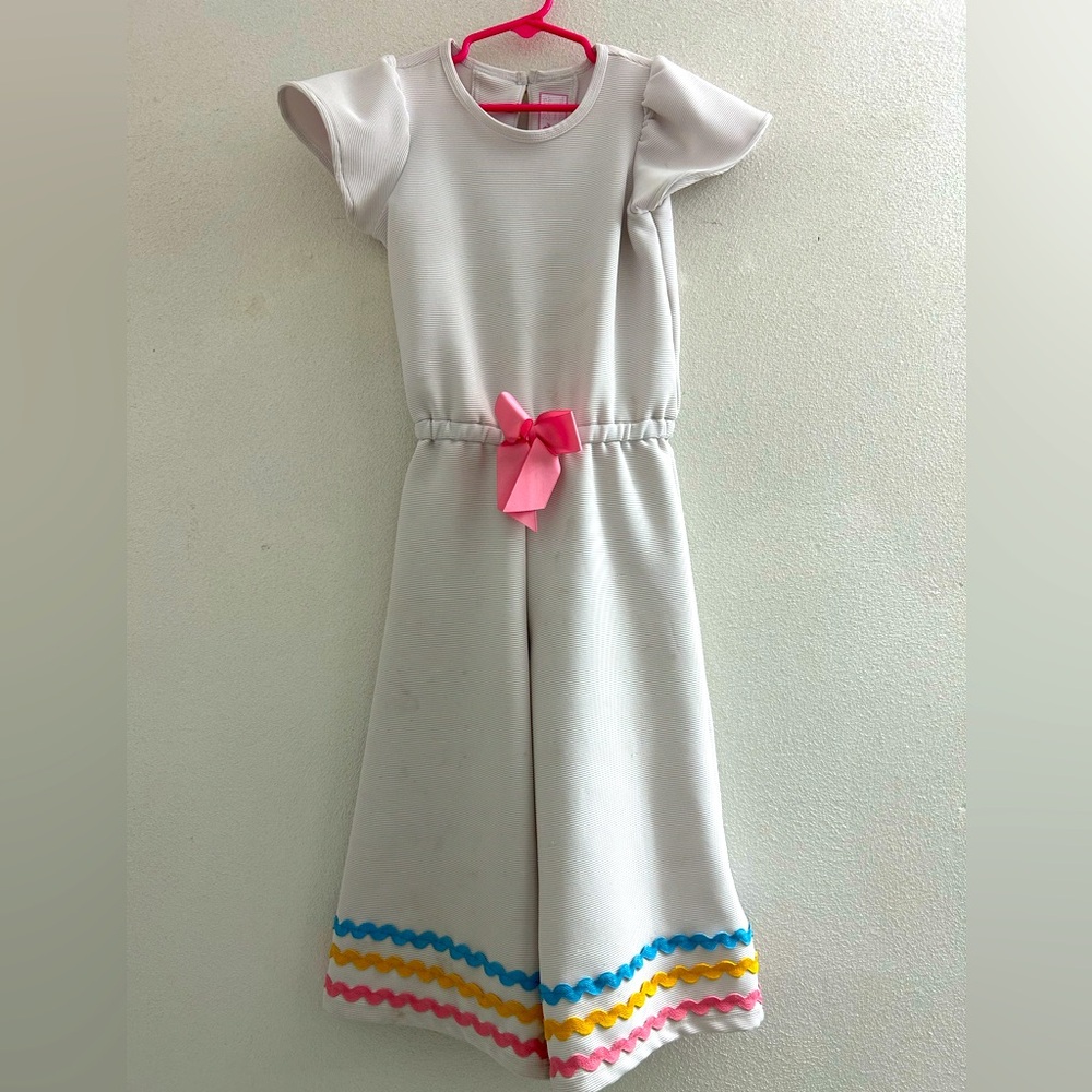 Charming Kids Jumper with Pink Bow size 6x. Adorable one piece outfit